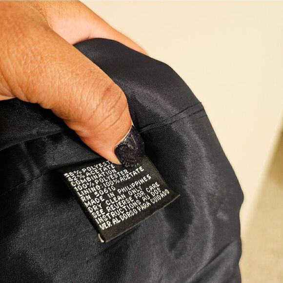 Vtg Navy Blue Kasper Notched Collar Pin Stripe Business Casual Short Sleeve Blaz - Picture 5 of 13